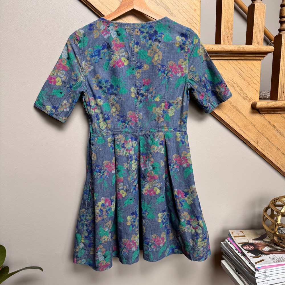 Gap Y2K Floral Mini Dress 0 Festival Cottage Goblincore Granny Garden Fairy Boho - Picture 4 of 11